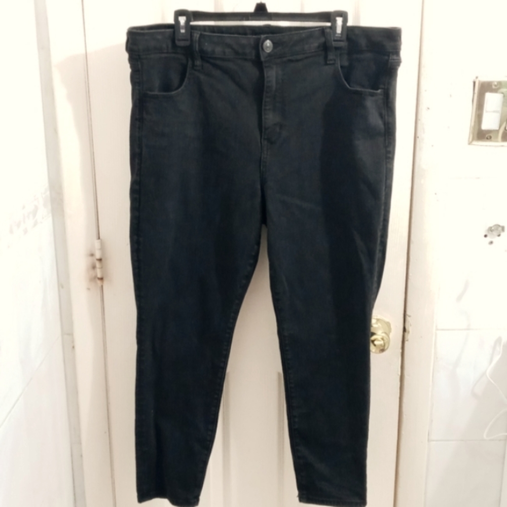 AE Next Level Stretch Hi-Rise Jegging Black Jeans Size 20 Short